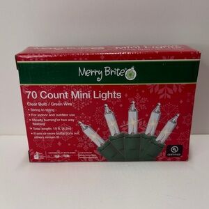 70 Count Mini Lights Clear Bulbs Green Wire Indoor Outdoor Wedding Festive Party